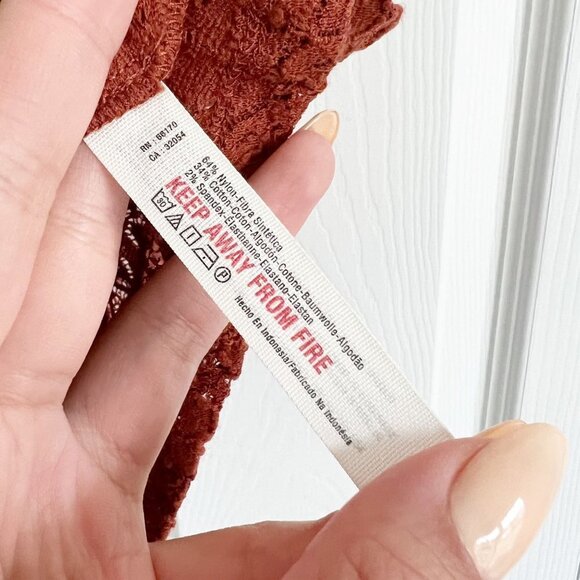 Free People Little More Love Burnt Orange Lace Cami Tank Top Size Extra Small XS - Picture 5 of 5